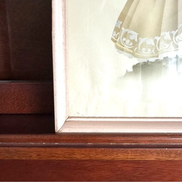 Southern Belle Vintage Pink Painted Wood Framed Airbrush Print Victorian Art - Picture 3 of 7